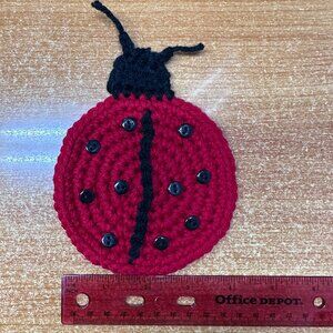 Handmade Crochet Set of 4 Ladybug New